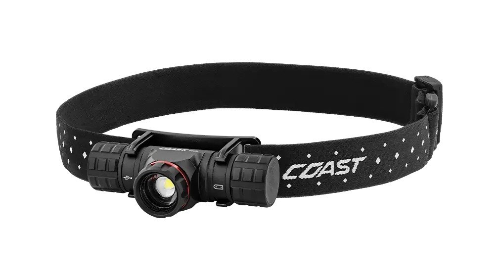 Black LED headlamp with adjustable elastic strap