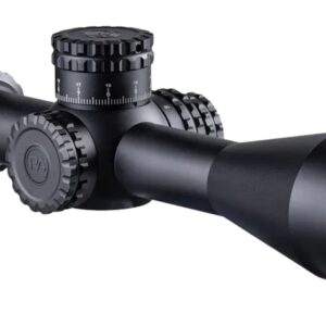 Black rifle scope with adjustment turrets