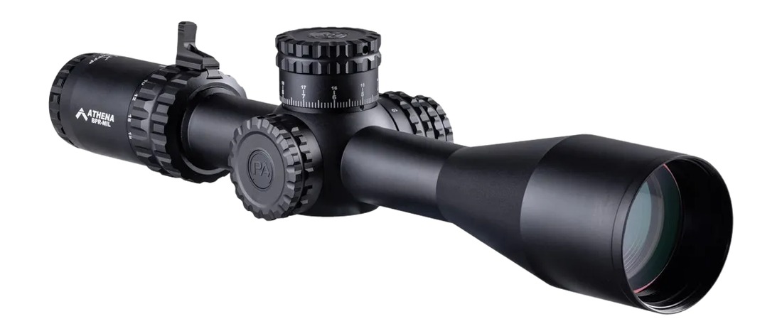 Black rifle scope with adjustment turrets