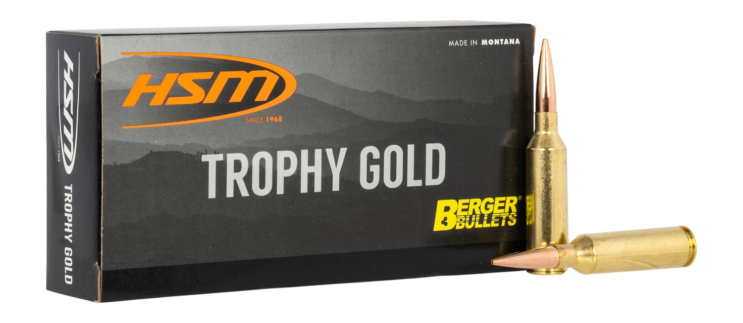 Box of HSM Trophy Gold rifle ammunition