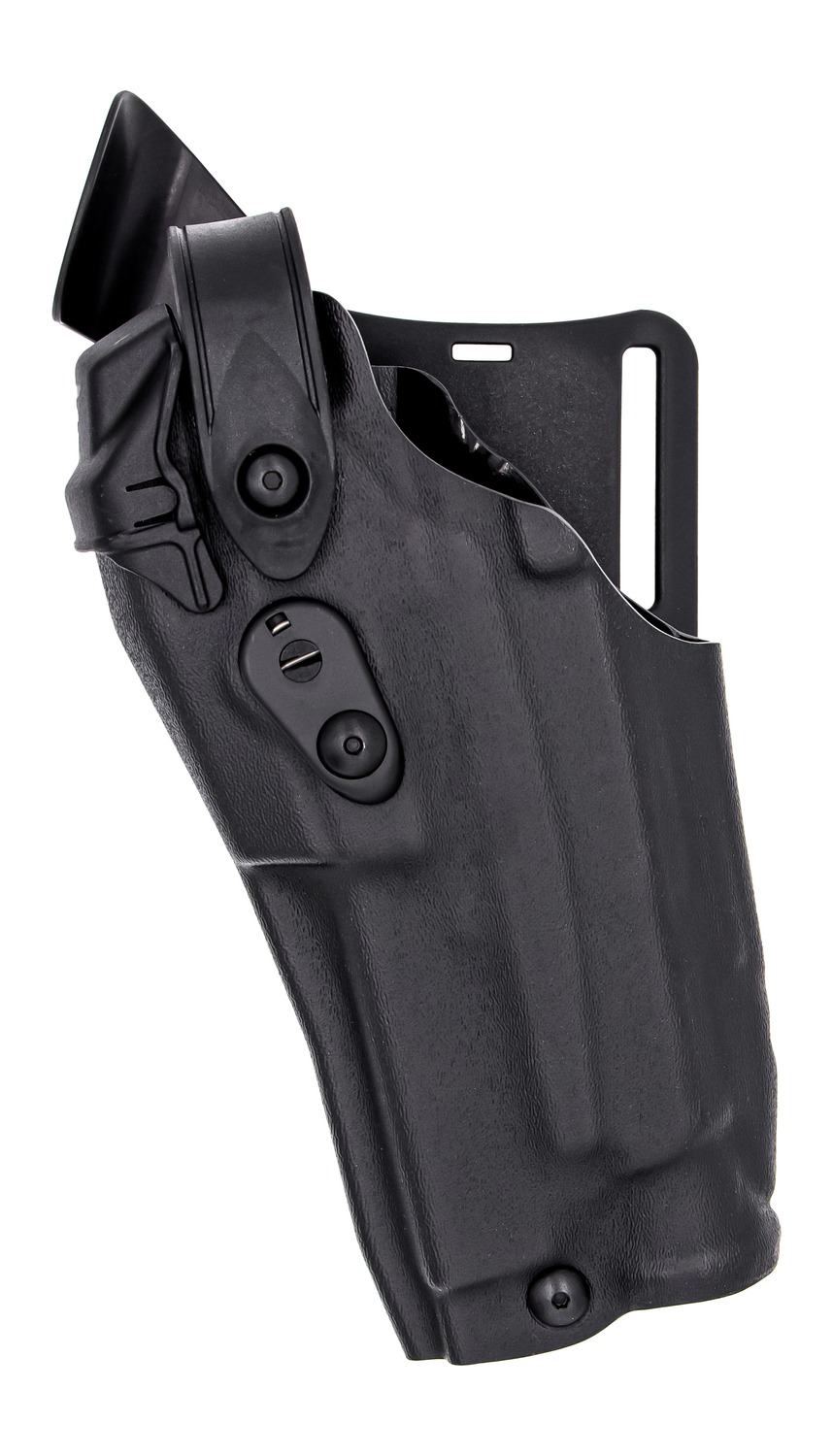 Black tactical handgun holster with belt mount