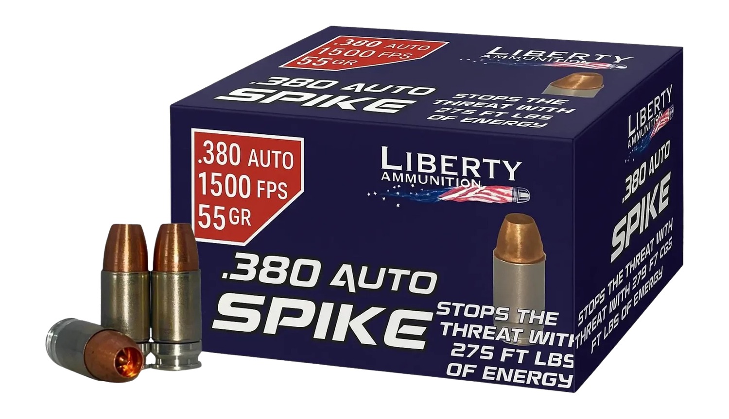 Liberty Ammunition .380 Auto Spike box and cartridges