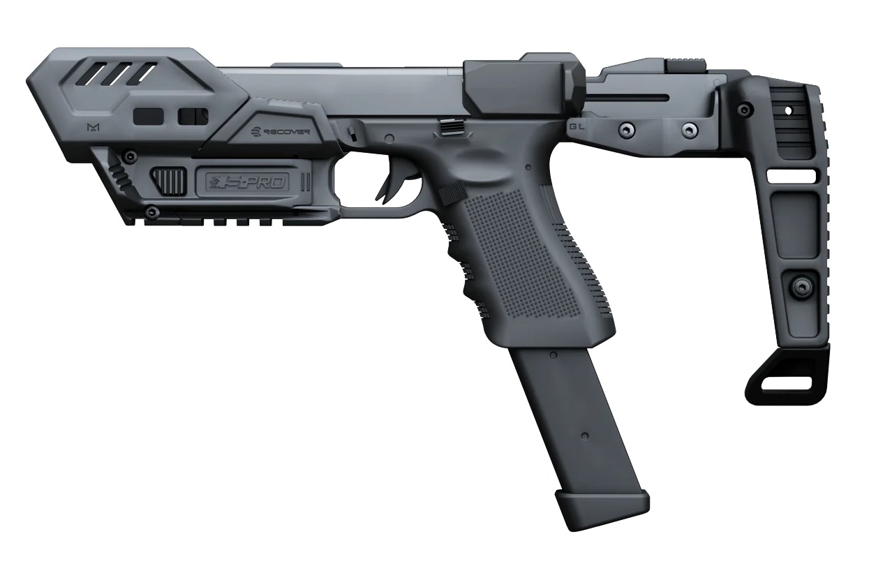 Handgun with stabilizing brace and extended magazine