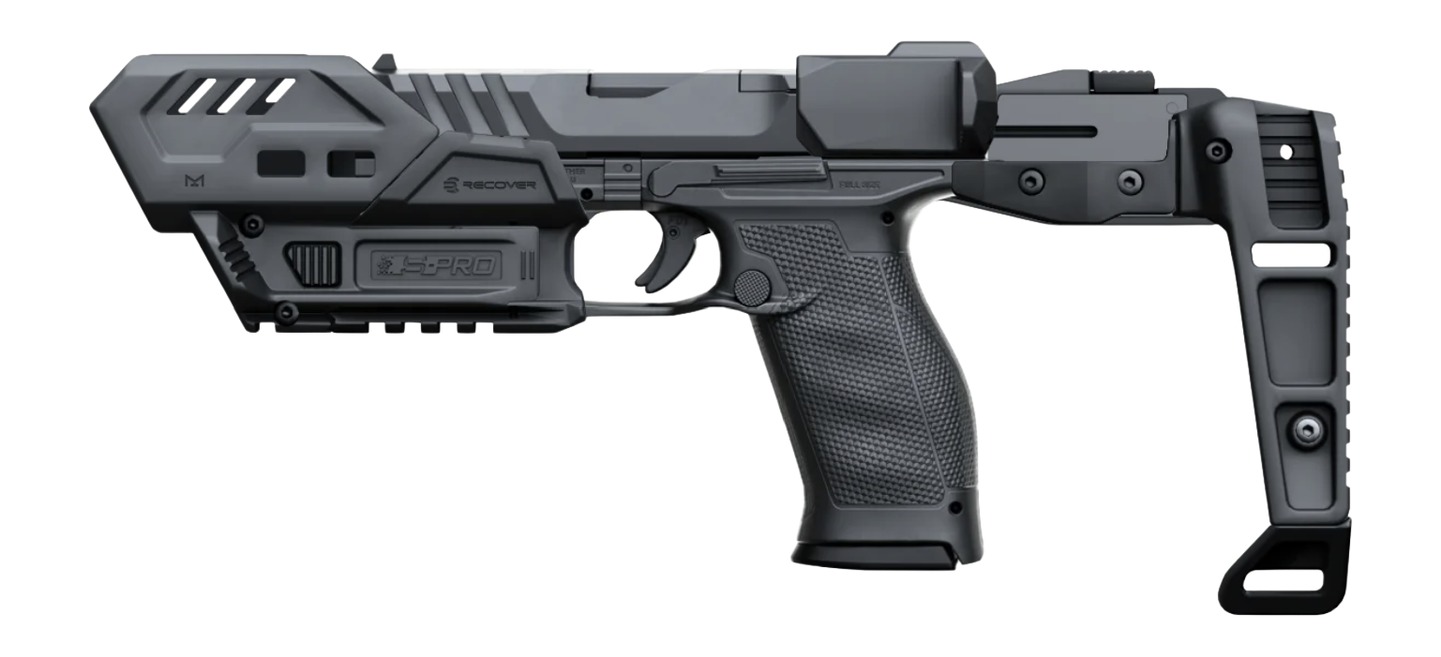 Modern tactical pistol with stabilizing brace attachment