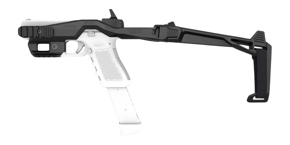 Handgun with extended magazine and stabilizing brace