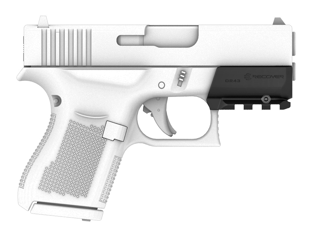 White handgun with tactical rail attachment