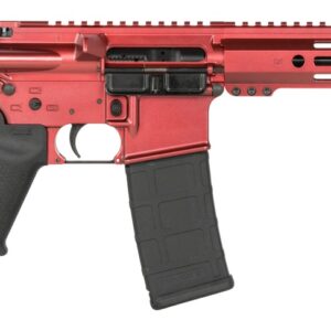 Red AR-style pistol with magazine and brace