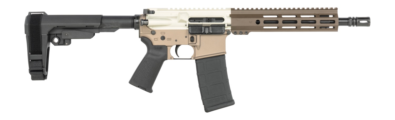 AR-style rifle with pistol brace and magazine