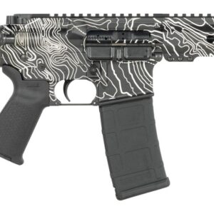 Custom AR-style rifle with topographic pattern finish