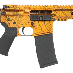 Orange patterned AR-style pistol with black brace