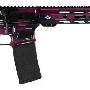 Custom red and black AR-15 style rifle
