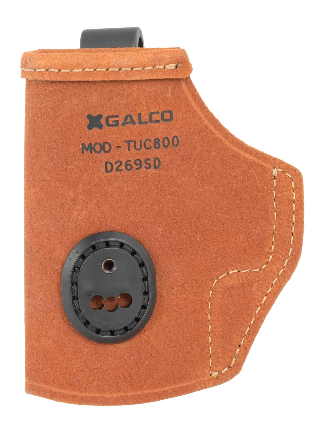 Brown suede leather gun holster with stitching