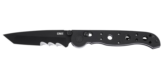Black CRKT folding pocket knife on white background