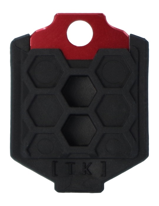 Black and red hex-pattern key holder