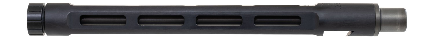 Black metal firearm barrel shroud with vented slots