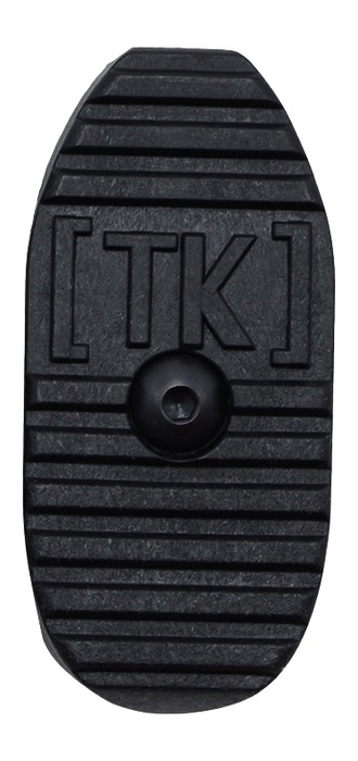 Black rubber shoe heel with TK logo