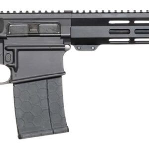 Black AR-15 style semi-automatic rifle