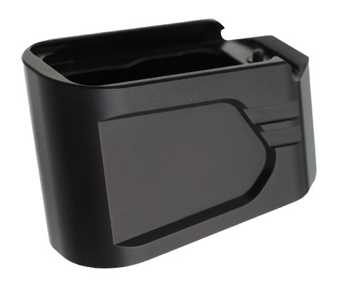 Black polymer magazine extension accessory