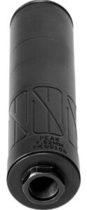 Black cylindrical 9mm firearm suppressor