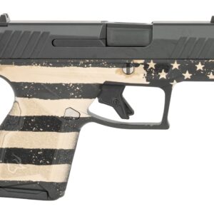 Handgun with distressed American flag design
