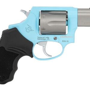 Light blue compact revolver with black grip
