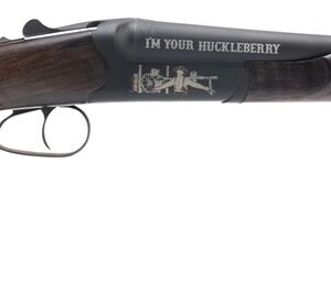 Engraved double-barrel shotgun with wooden stock