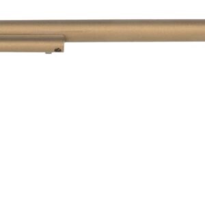Long-barrel revolver with black grip on white background