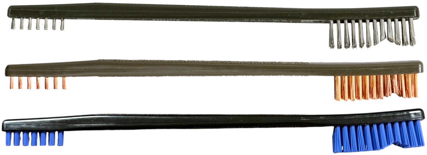 Three wire brushes with different bristle types
