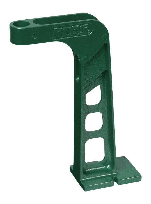 Green metal industrial support bracket with cutouts