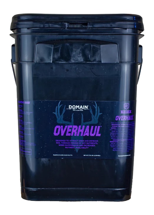 Domain Overhaul attractant product in large blue bucket
