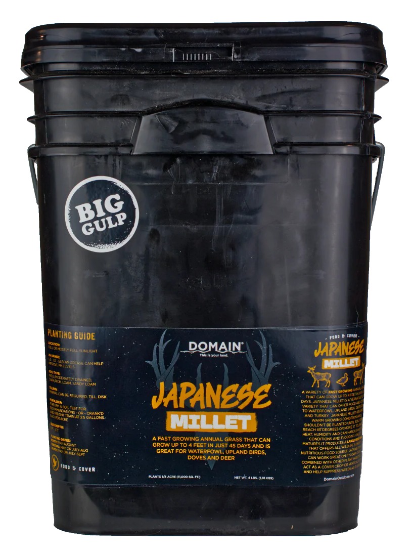 Black bucket of Japanese millet seed