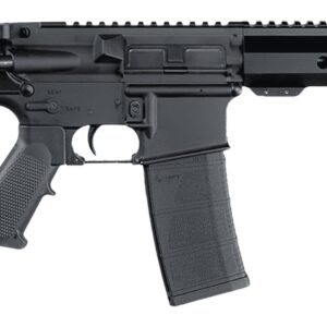 Black semi-automatic rifle isolated on white background