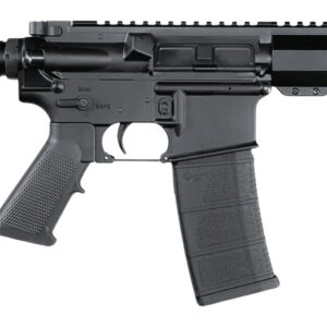 Black AR-15 style rifle with magazine