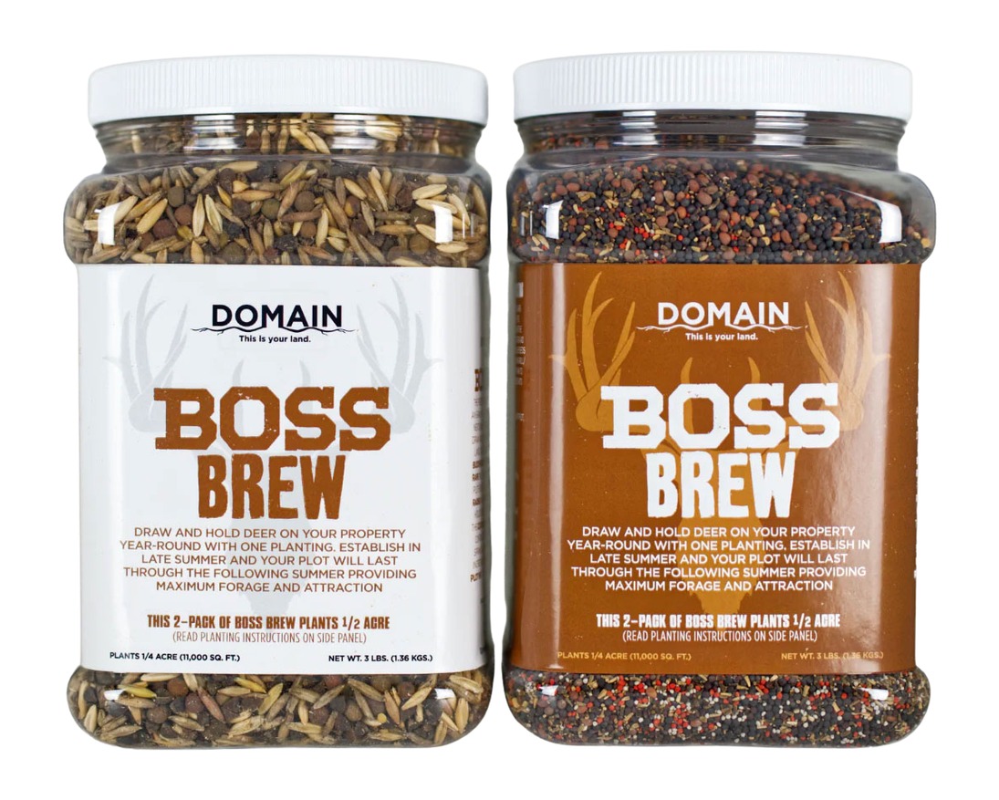 Two jars of Domain Boss Brew seed mix