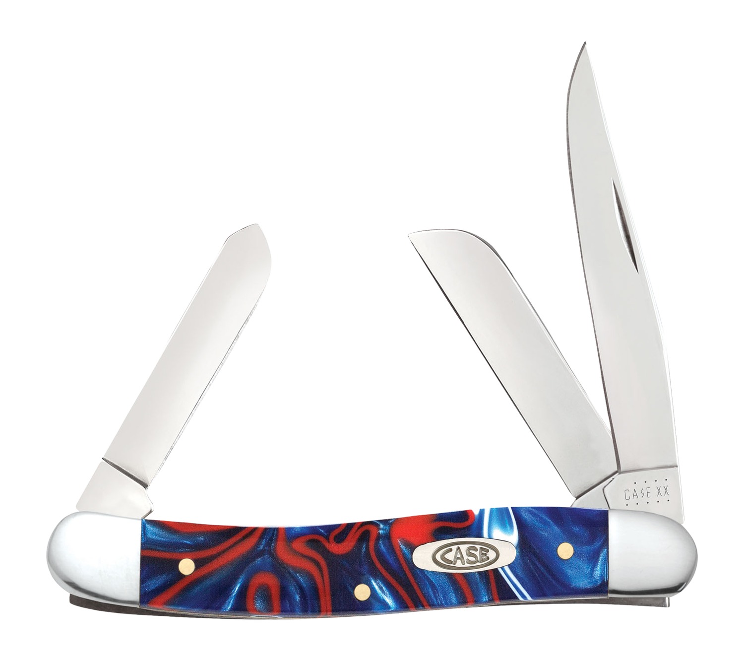 Three-blade Case XX pocket knife with swirled handle