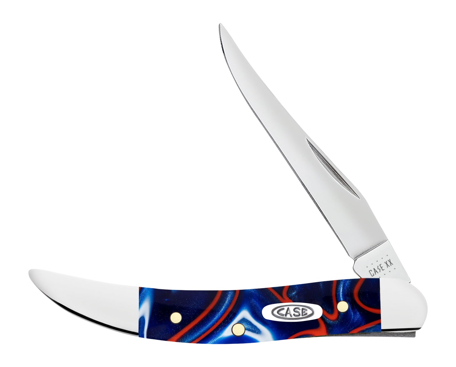 Case folding pocket knife with blue handle
