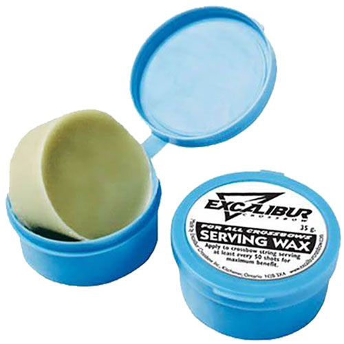 Blue container of Excalibur serving wax open
