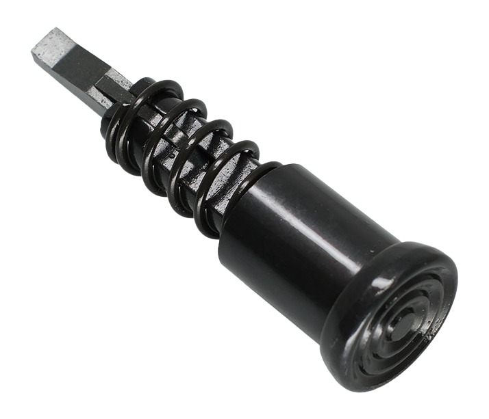 Black spring-loaded metal punch tool