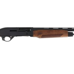 Wood-stocked shotgun isolated on white background