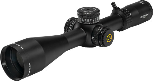 Black tactical rifle scope on white background
