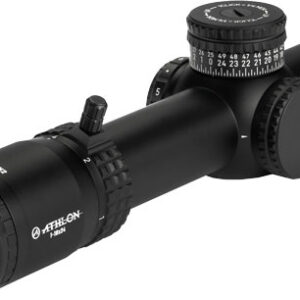 Black tactical rifle scope on white background