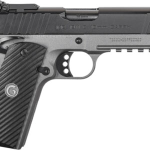 Black and gray 1911-style semi-automatic pistol