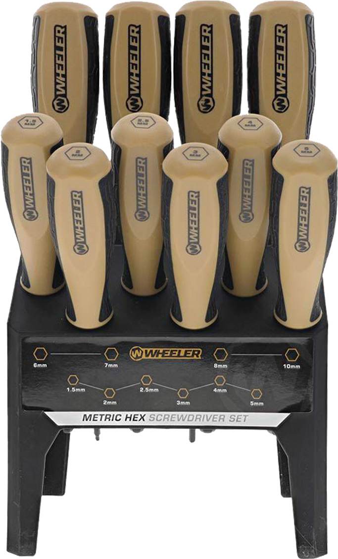 Wheeler metric hex screwdriver set with stand