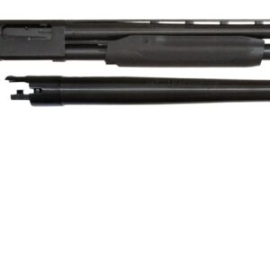 Black pump-action shotgun with detachable barrel and grip