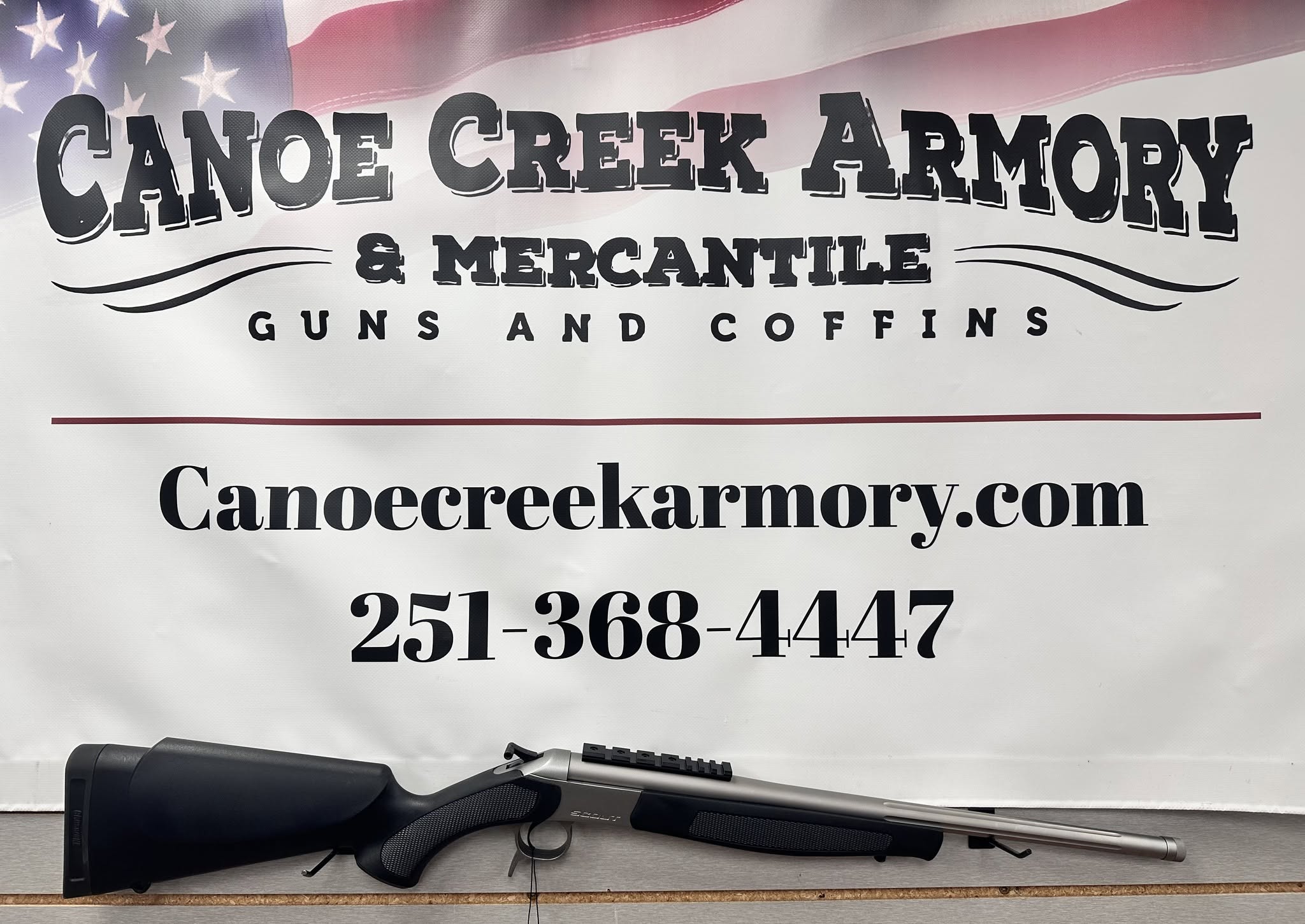Canoe Creek Armory banner with rifle display