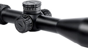 Black rifle scope isolated on white background