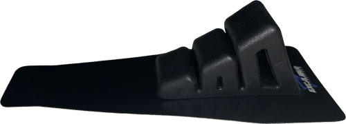 Black plastic vehicle leveling ramp with stepped design