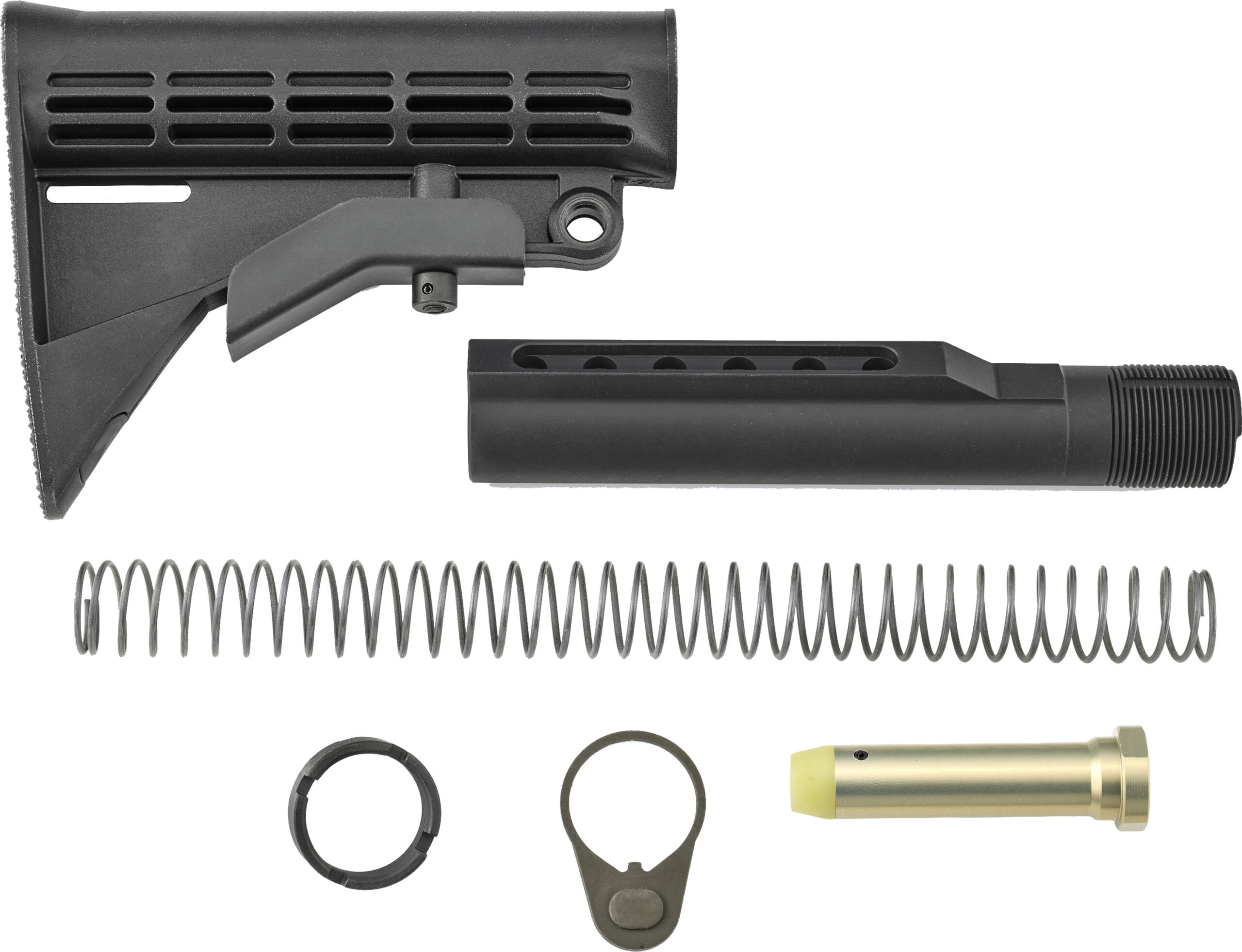 Rifle stock and buffer tube assembly components