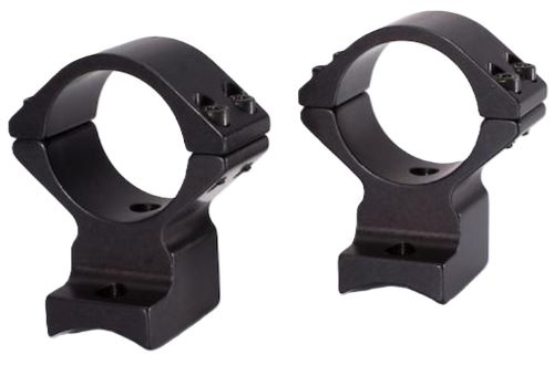 Two black rifle scope mounting rings