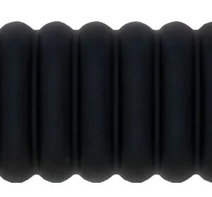 Black rubber bellows hose on white background